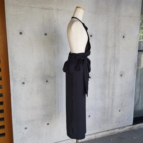 【自分サイズ×アイロン不要】茶道お稽古エプロン（ブラックメランジ）｜身丈オーダー無料・S〜3L 116100-20