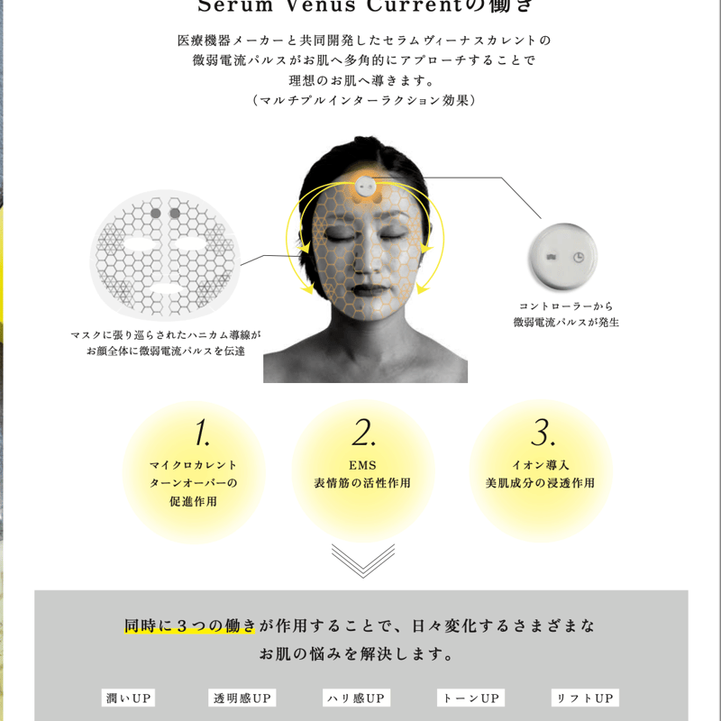 【新品未使用】水光肌！マイクロヴィーナスカレントコントローラー ＆マスク5枚 セラムヴィーナスカレント(コントローラー1つ・フェイシャル