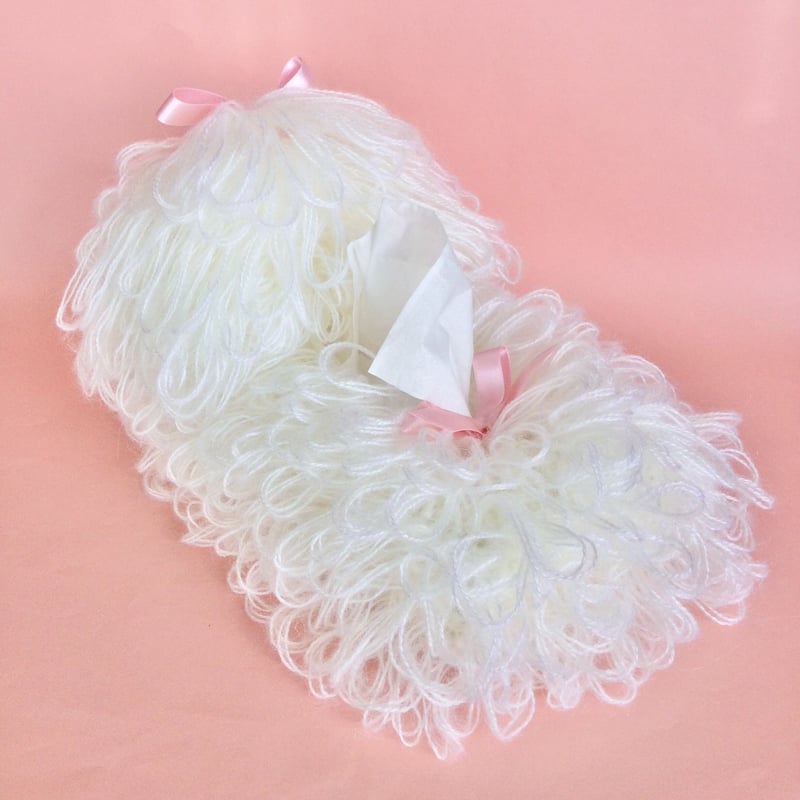 ソフトパック用ティッシュカバー　マルチーズちゃん マルチーズティッシュカバー白 | Kitty