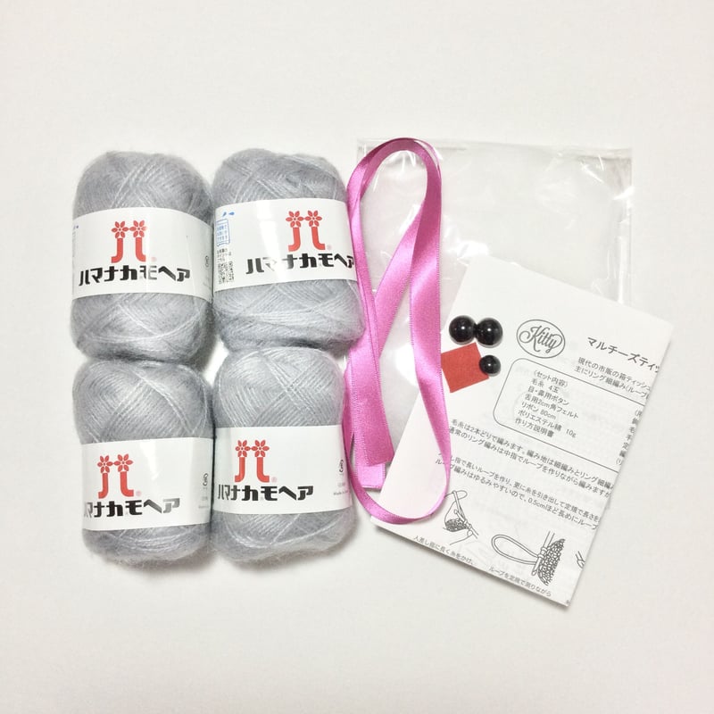 マルチーズティッシュカバーキットグレー/かぎ針編みキット | Kitty