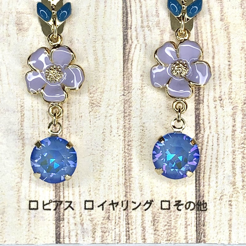 春色スワロフスキーとお花のイヤリング/ピアス | arcorecchini