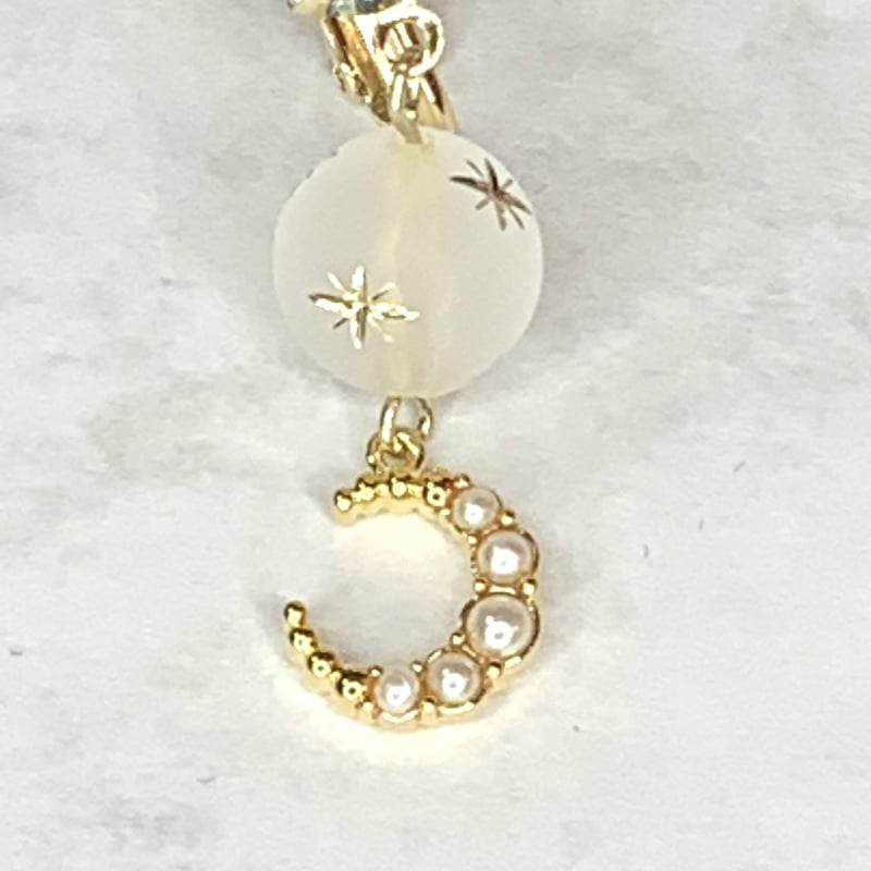 スワロフスキーとパールの入った月と星のイヤリング/ピアス