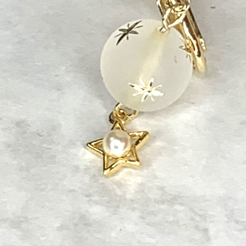 スワロフスキーとパールの入った月と星のイヤリング/ピアス