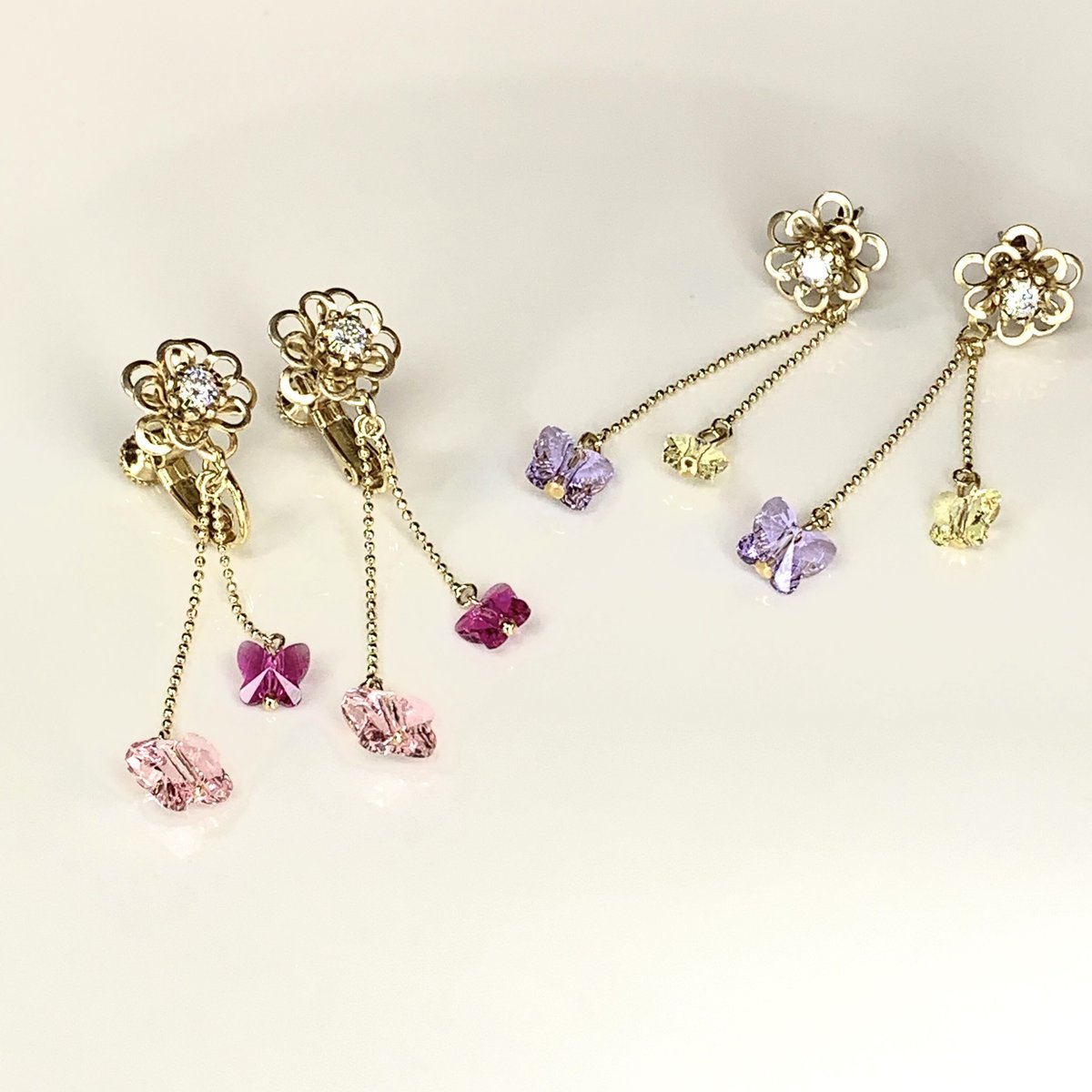 春到来！スワロフスキーの蝶が揺れるイヤリング/ピアス | arcorecchini