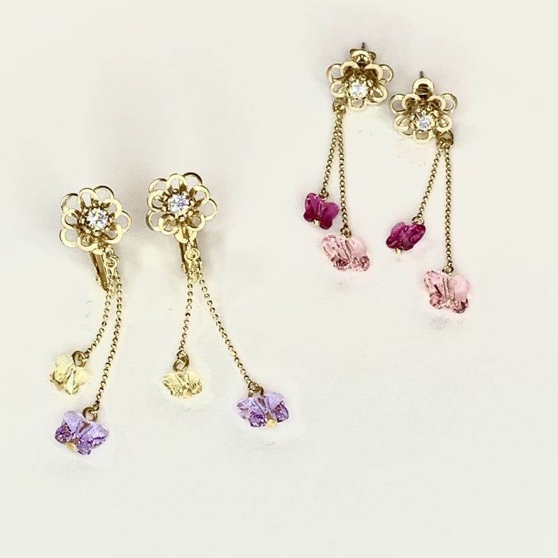 春到来！スワロフスキーの蝶が揺れるイヤリング/ピアス | arcorecchini