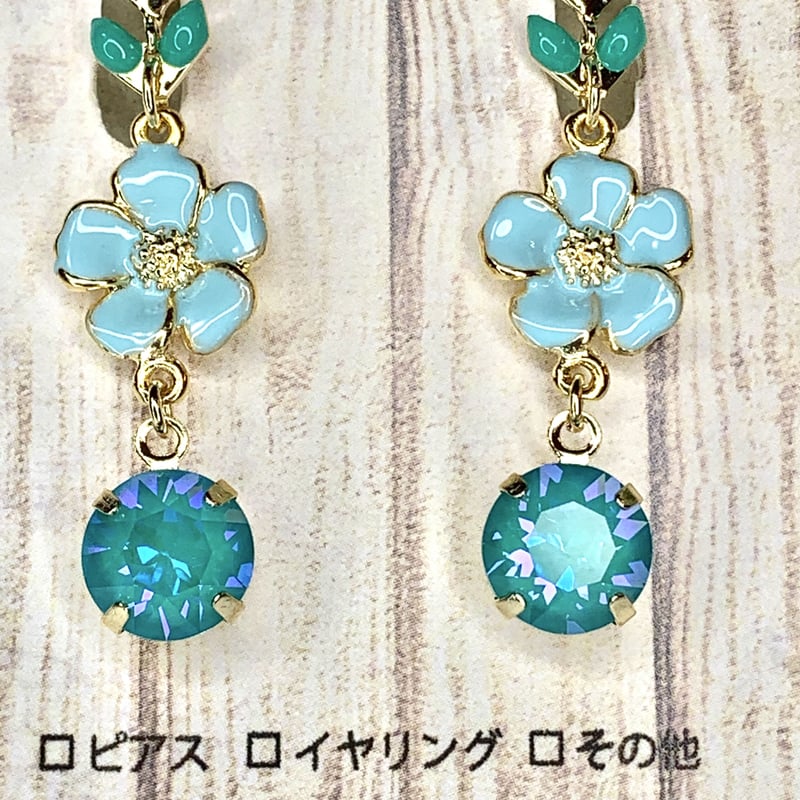 春色スワロフスキーとお花のイヤリング/ピアス | arcorecchini