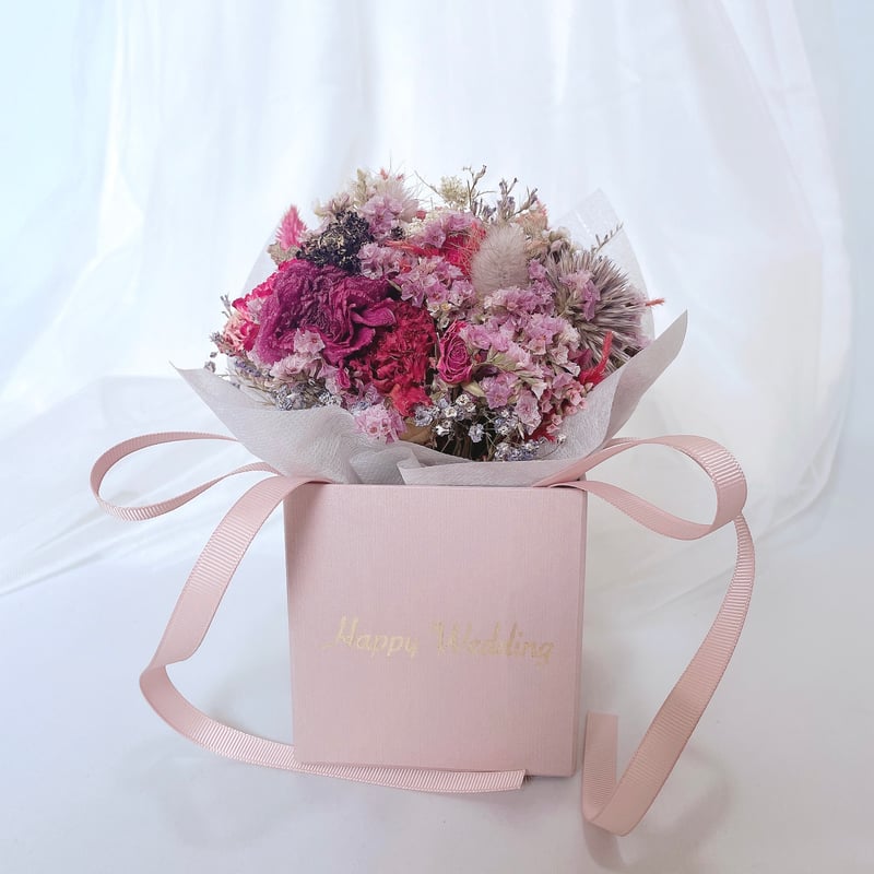 Happy Wedding】グリーティング BOX ブーケ Rose beige BOX【ド