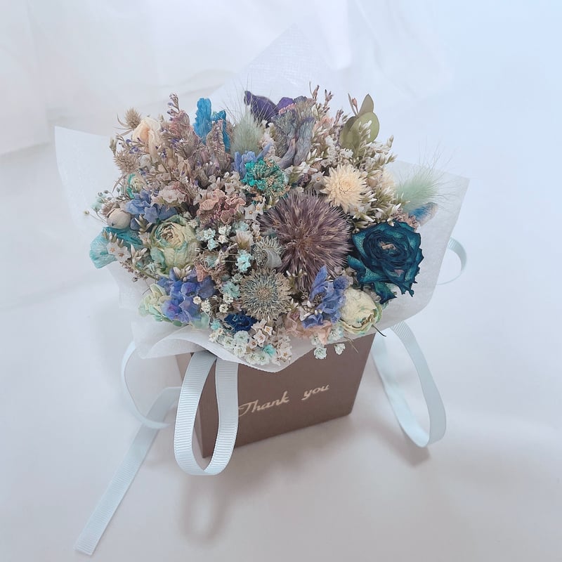 Thank you】グリーティング BOX ブーケ Brown BOX【ドライフラワー】 |
