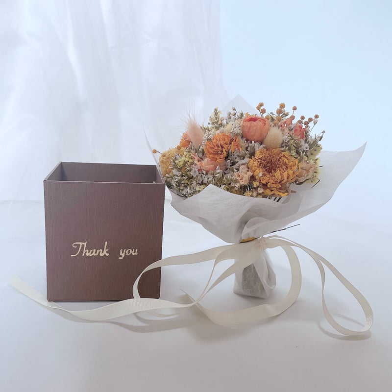 Thank you】グリーティング BOX ブーケ Brown BOX【ドライフラワー】 |