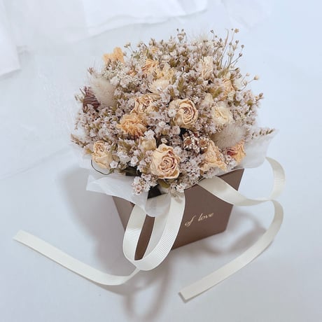 【Lots of love】グリーティング BOX ブーケ Brown BOX【ドライフラワー】
