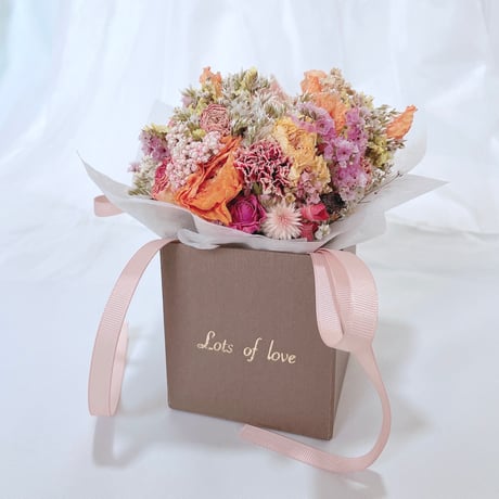 【Lots of love】グリーティング BOX ブーケ Brown BOX【ドライフラワー】
