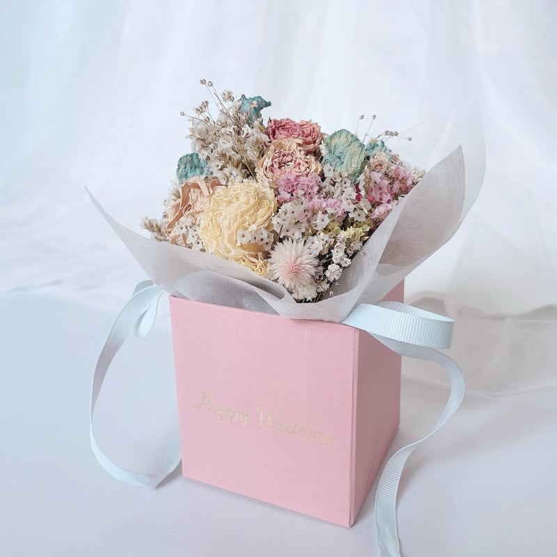 Happy Wedding】グリーティング BOX ブーケ Pink BOX【ドライ Happy Wedding】グリーティング BOX ブーケ Pink BOX【ドライ