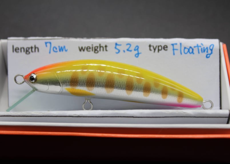 ハンドメイドルアー フローティング チャート イエローヤマメ 7cm 【幾
