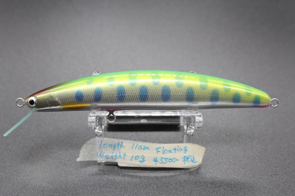 ハンドメイドルアー フローティング チャート グリーンヤマメ 11cm