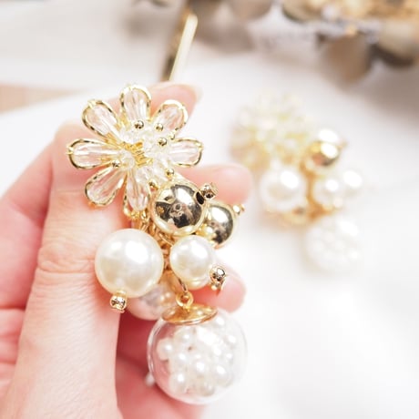 *pearl ball × flower ピアス/イヤリング*