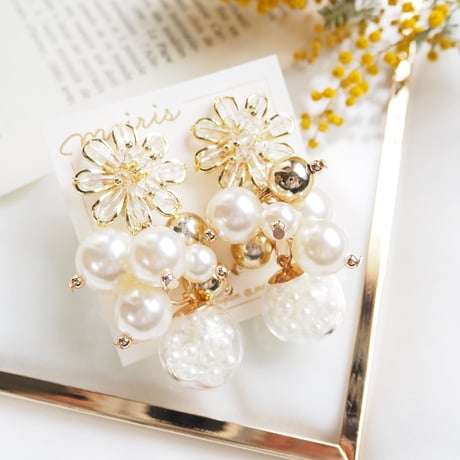 *pearl ball × flower ピアス/イヤリング*