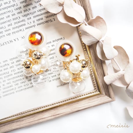 *bekko × glass ball ピアス/イヤリング*
