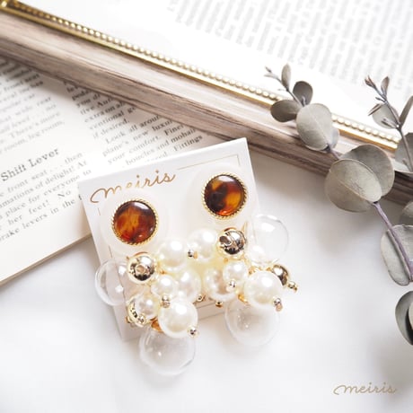 *bekko × glass ball ピアス/イヤリング*