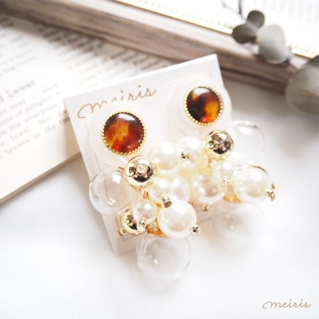 *bekko × glass ball ピアス/イヤリング*