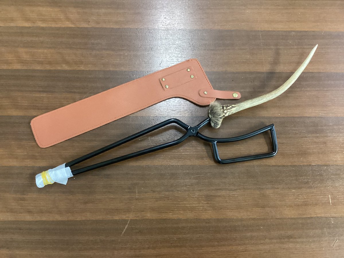 鹿の角　薪バサミ　トング 鹿角薪バサミ（大）ケース付き | 安平エゾシカファーム