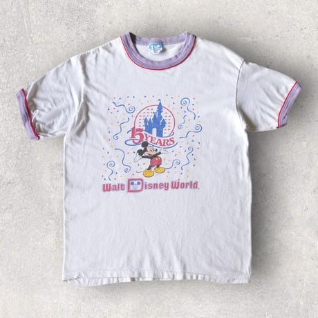 80s vintage "15 Years Walt Disney World" piping design ringer T-shirt "made in USA"【@sho_.ta0618】