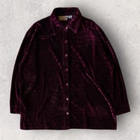 Vintage oversized velour shirt "Burgundy"【Polaroid】