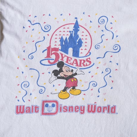 80s vintage "15 Years Walt Disney World" piping design ringer T-shirt "made in USA"【@sho_.ta0618】