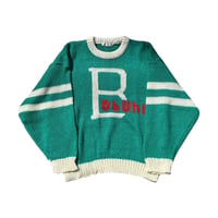 Green Varsity Sweater with “R” Letter