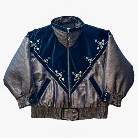 Vintage velvet swiching stone design short padded jacket【@sho_.ta0618】