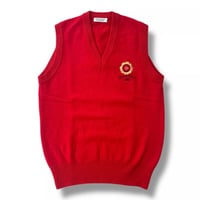 V-neck Knit Vest - Emblem Embroidery & School Style