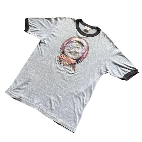 80s Hanes grittery lame print ringer T-shirt