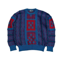 Blue & Red Vintage Pattern Sweater