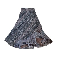 Vintage ethnic design  layered flare long skirt