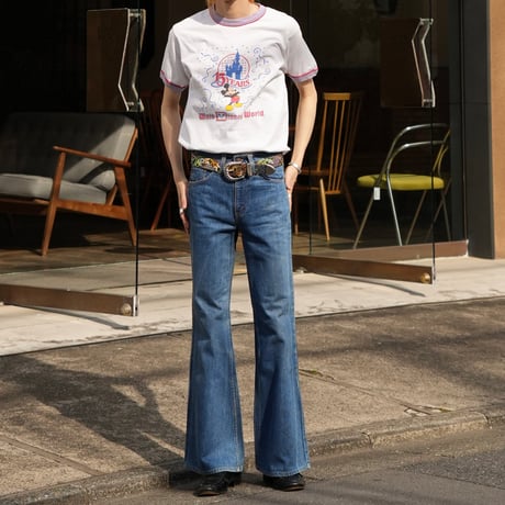 80s vintage "15 Years Walt Disney World" piping design ringer T-shirt "made in USA"【@sho_.ta0618】