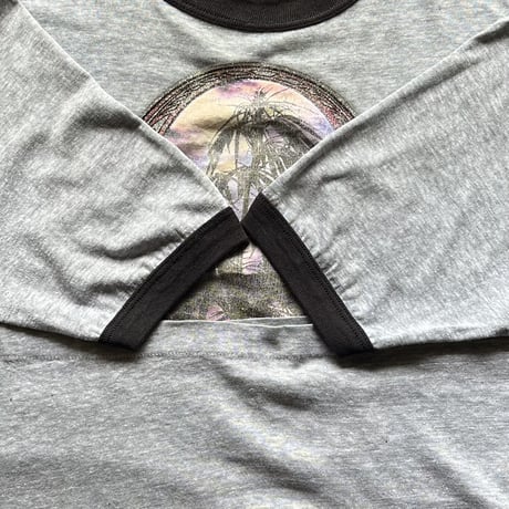 80s Hanes grittery lame print ringer T-shirt