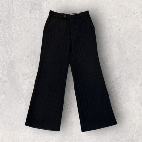 stripe pattern semi flare pants