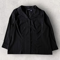 Lame striped open collar shirt "BLACK"【Polaroid】