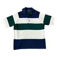 Green and Navy Border Stripe Polo Shirt