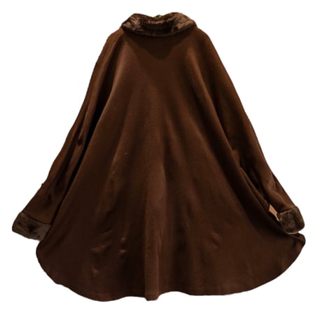 "MODA JACQUELINE"  Faux fur trim poncho coat "made in France"【Polaroid】
