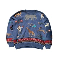 Green and Blue Nordic Pattern Knit Sweater