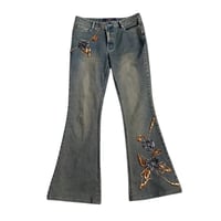 Embroidered Flare Denim Pants