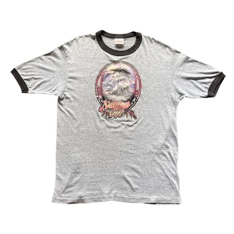 80s Hanes grittery lame print ringer T-shirt