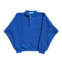 Blue Knit Polo Sweater