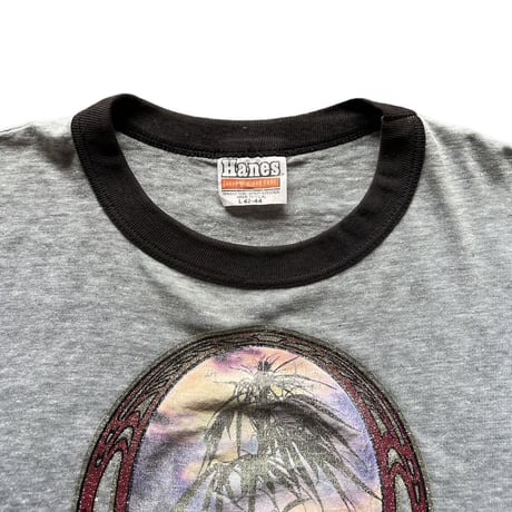 80s Hanes grittery lame print ringer T-shirt