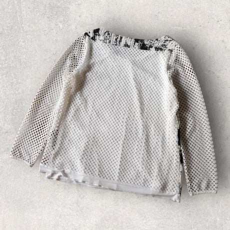 Y2K design mesh sleeve cutsew "WHITE"【@sho_.ta0618】