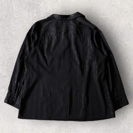 Lame striped open collar shirt "BLACK"【Polaroid】