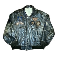 Distressed Patchwork Leather Bomber Jacket