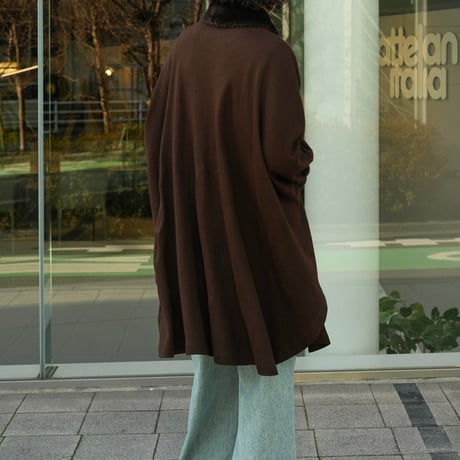 "MODA JACQUELINE"  Faux fur trim poncho coat "made in France"【Polaroid】