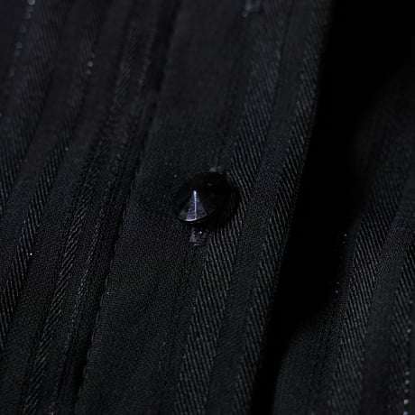 Lame striped open collar shirt "BLACK"【Polaroid】
