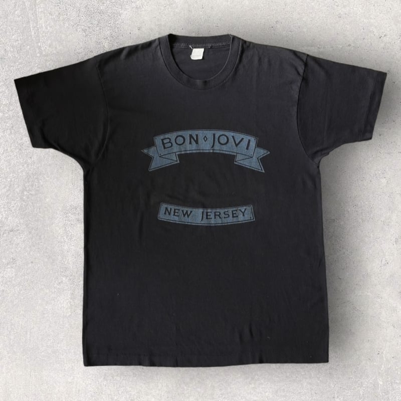 Q345/00s モロッコ製 BON JOVI 半袖Tシャツ L 黒 80s vintage 